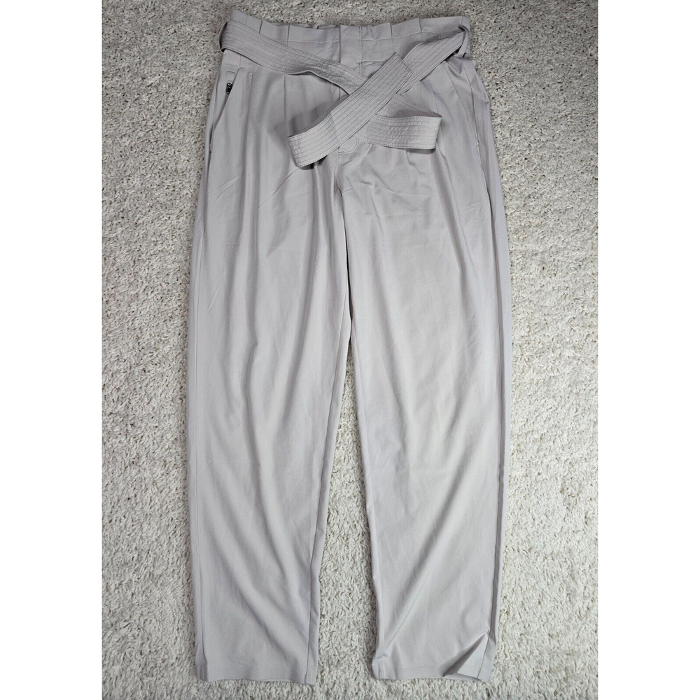Athleta Womens Skyline II Pants Size 8 Beige Paperbag Tapered Belted Stretch